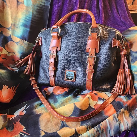 Dooney & Bourke Handbags - Pre-owned Large Dooney & Bourke Pebble Leather Domed Zip Satchel w/ Tassels